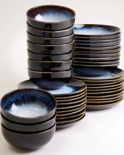 Alcachofra Geschirr-Set schwarzblau 40-teilig