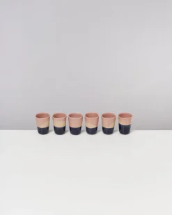 Bica Espressobecher rosa sand dunkelblau 6er-Set