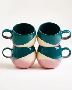 Bica Tasse groß dunkelgrün sand rosa 4er-Set