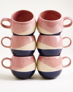 Bica Tasse groß rosa sand dunkelblau 6er-Set