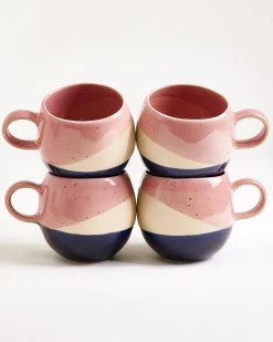 Bica Tasse groß rosa sand dunkelblau 4er-Set