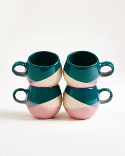 Bica Tasse klein dunkelgrün sand rosa 4er-Set