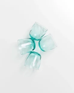 Calma Glas klein swirl grün 4er-Set