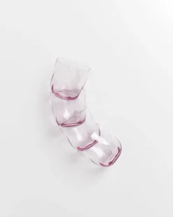Calma Glas klein swirl lila 4er-Set