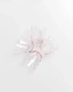 Calma Glas klein swirl rosé 4er-Set