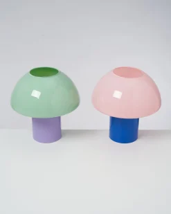 Cogumelo Glaslampe rosa blau