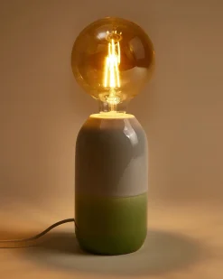 Farol Keramiklampe hellblau salbei