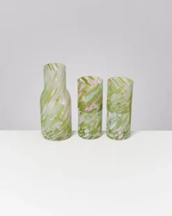 Joia Glas groß drops grün rosa 5er-Set