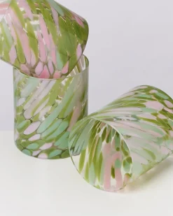 Joia Glas groß drops grün rosa