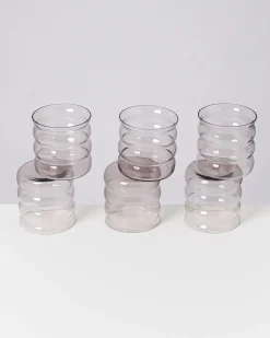 Joia Glas klein bubble grau 6er-Set