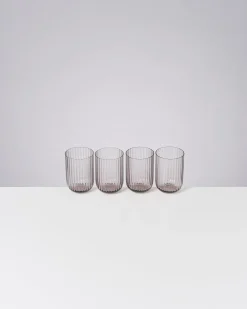 Joia Glas klein riffled grau 4er-Set