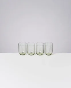 Joia Glas klein riffled smaragd 4er-Set