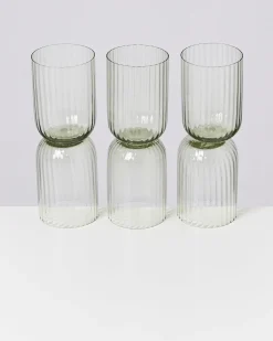 Joia Glas klein riffled smaragd 6er-Set