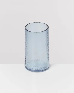 Leiria Glas klein riffled blau 4er-Set