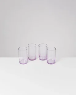 Leiria Glas klein riffled lila 4er-Set