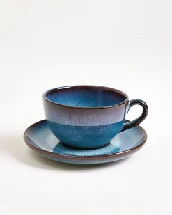 Madeira Cappuccinotasse & Untertasse klein classic grünblau
