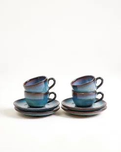 Madeira Espressotasse & Espressountertasse classic grünblau 4er-Set