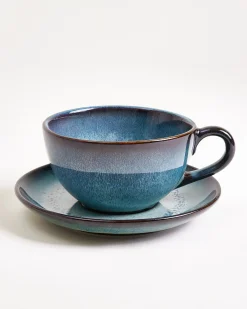 Madeira Teetasse & Untertasse groß classic grünblau