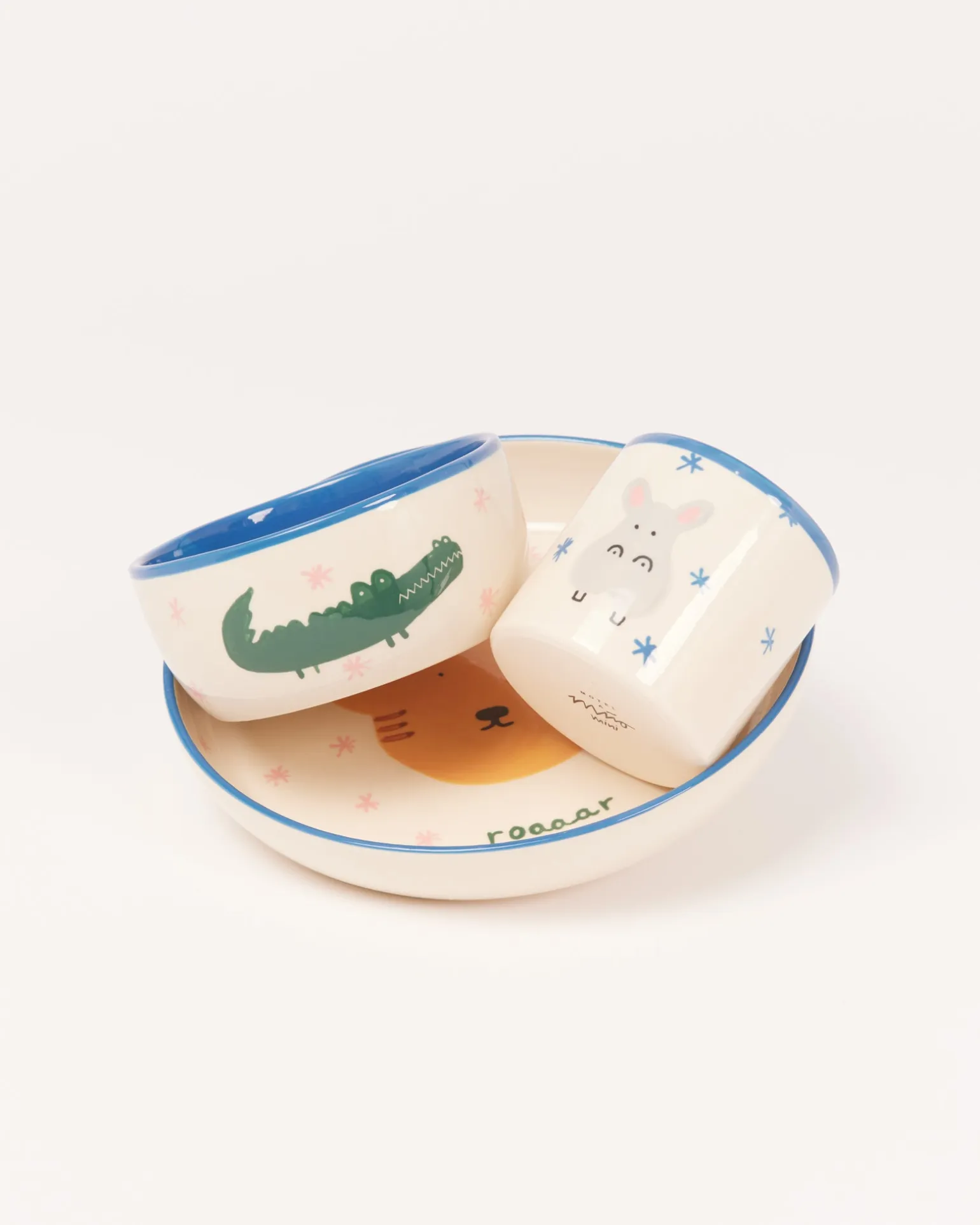 Miio Miini Geschirr-Set weiß blau 3-teilig