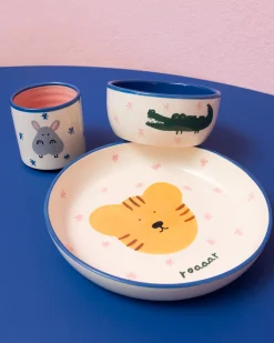 Miio Miini Geschirr-Set weiß blau 3-teilig