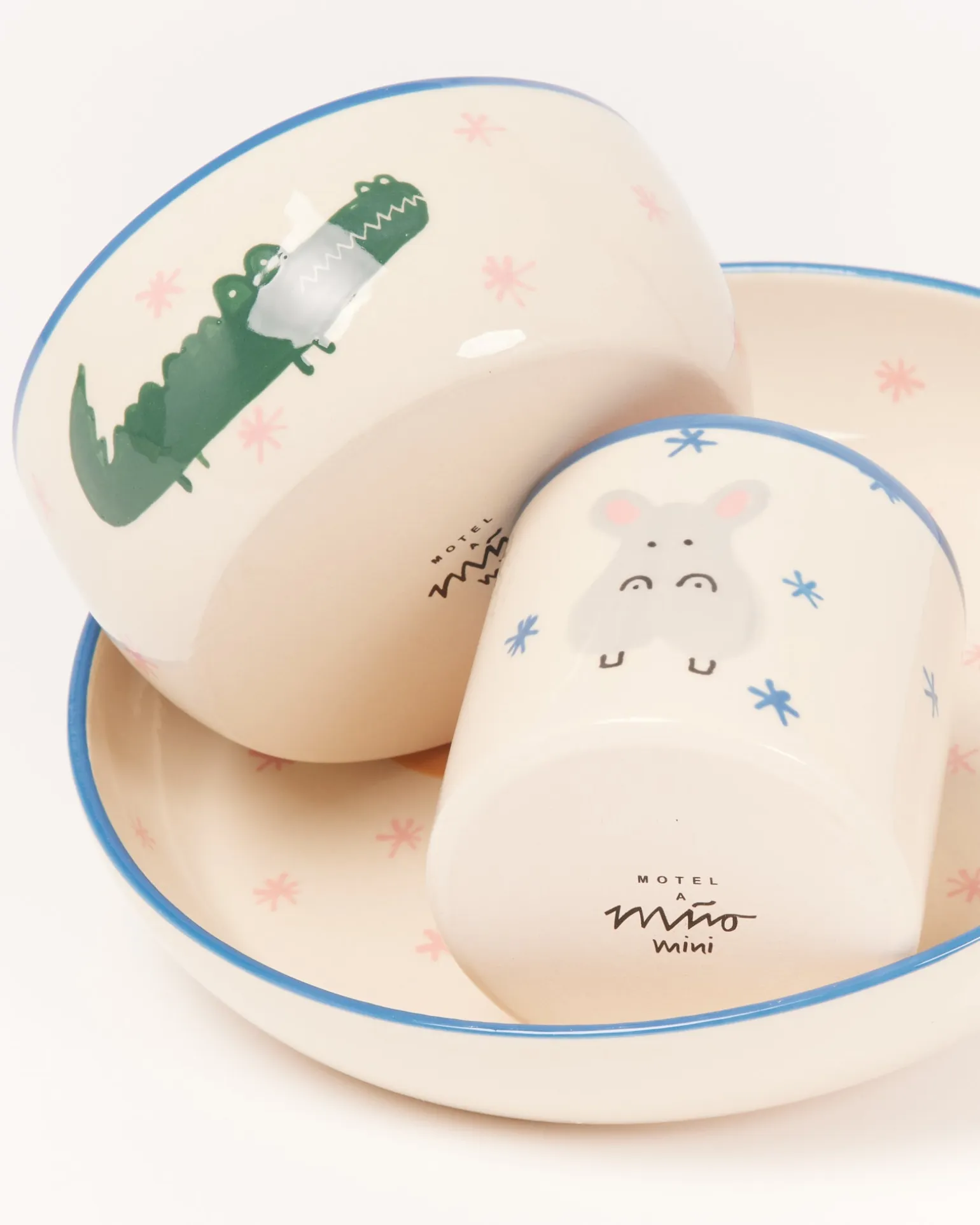 Miio Miini Geschirr-Set weiß blau 3-teilig