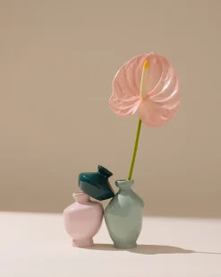 Mino Vase 3er-Set dunkelgrün lila salbei