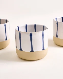 Nódoa Becher groß gestreift weiß blau 6er-Set
