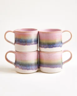 Nódoa Tasse groß dipped rosa grün 4er-Set