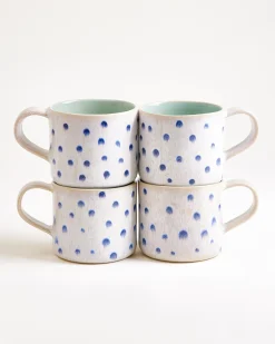 Nódoa Tasse groß gepunktet mint blau 4er-Set