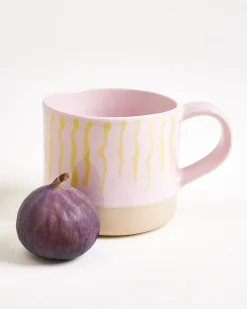 Nódoa Tasse groß gestreift rosa gelb 4er-Set