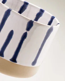 Nódoa Tasse groß gestreift weiß blau