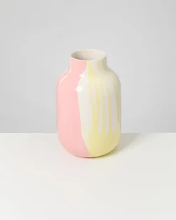 Nuno Vase L drip gelb rosa