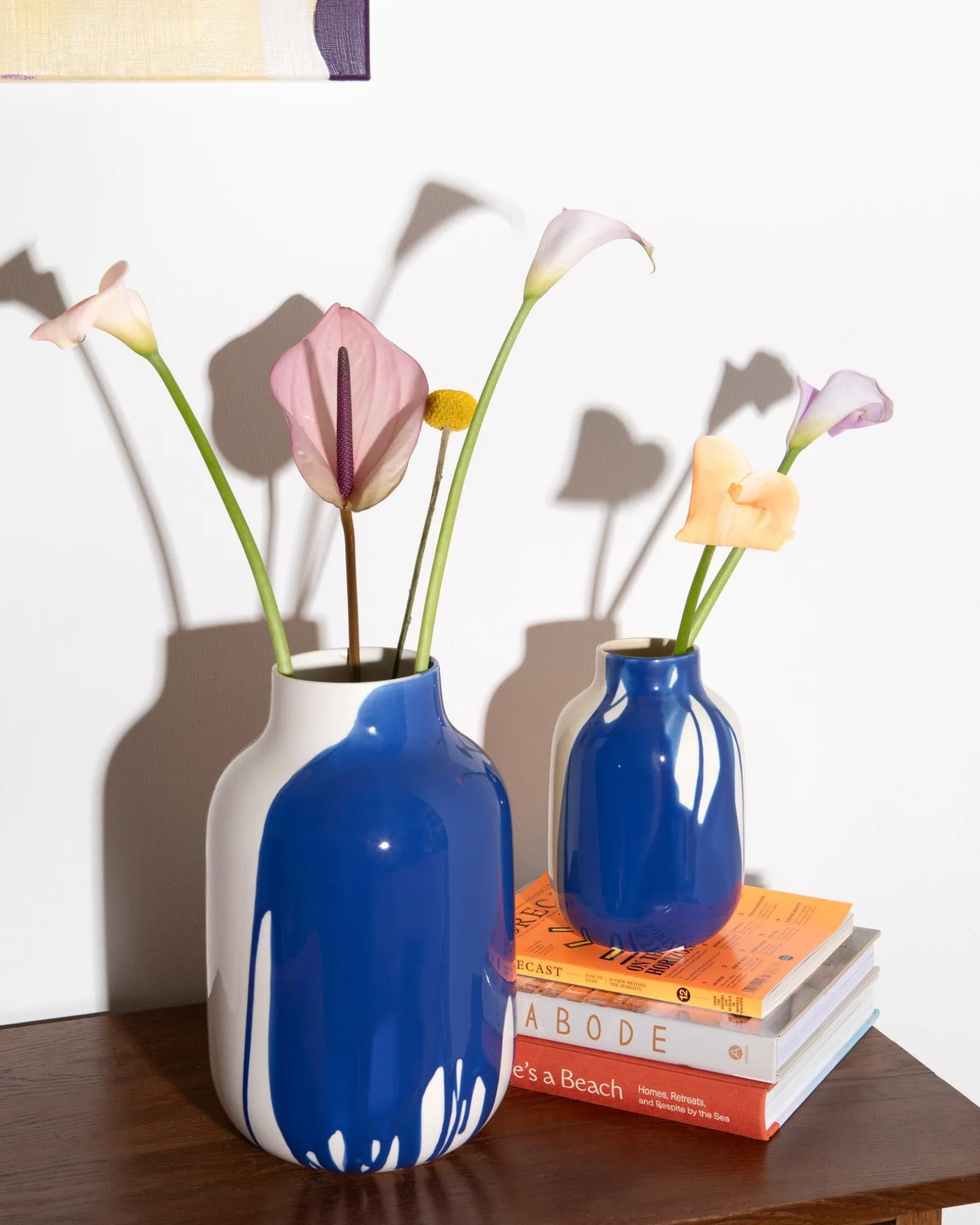 Nuno Vase L drip sand blau