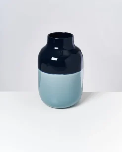 Nuno Vase L dunkelblau graublau