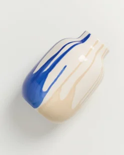 Nuno Vase M drip sand blau