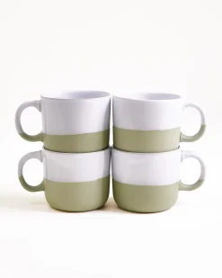 Seda Tasse klein salbeigrün weiß 4er-Set