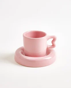 Seia Espressotasse & Espressountertasse Herz rosa