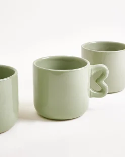 Seia Tasse & Untertasse Herz salbeigrün