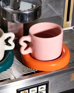 Seia Tasse & Untertasse Herz orange rosa