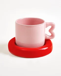 Seia Tasse & Untertasse Herz rosa rot