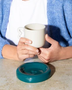 Seia Tasse & Untertasse Herz dunkelgrün sand